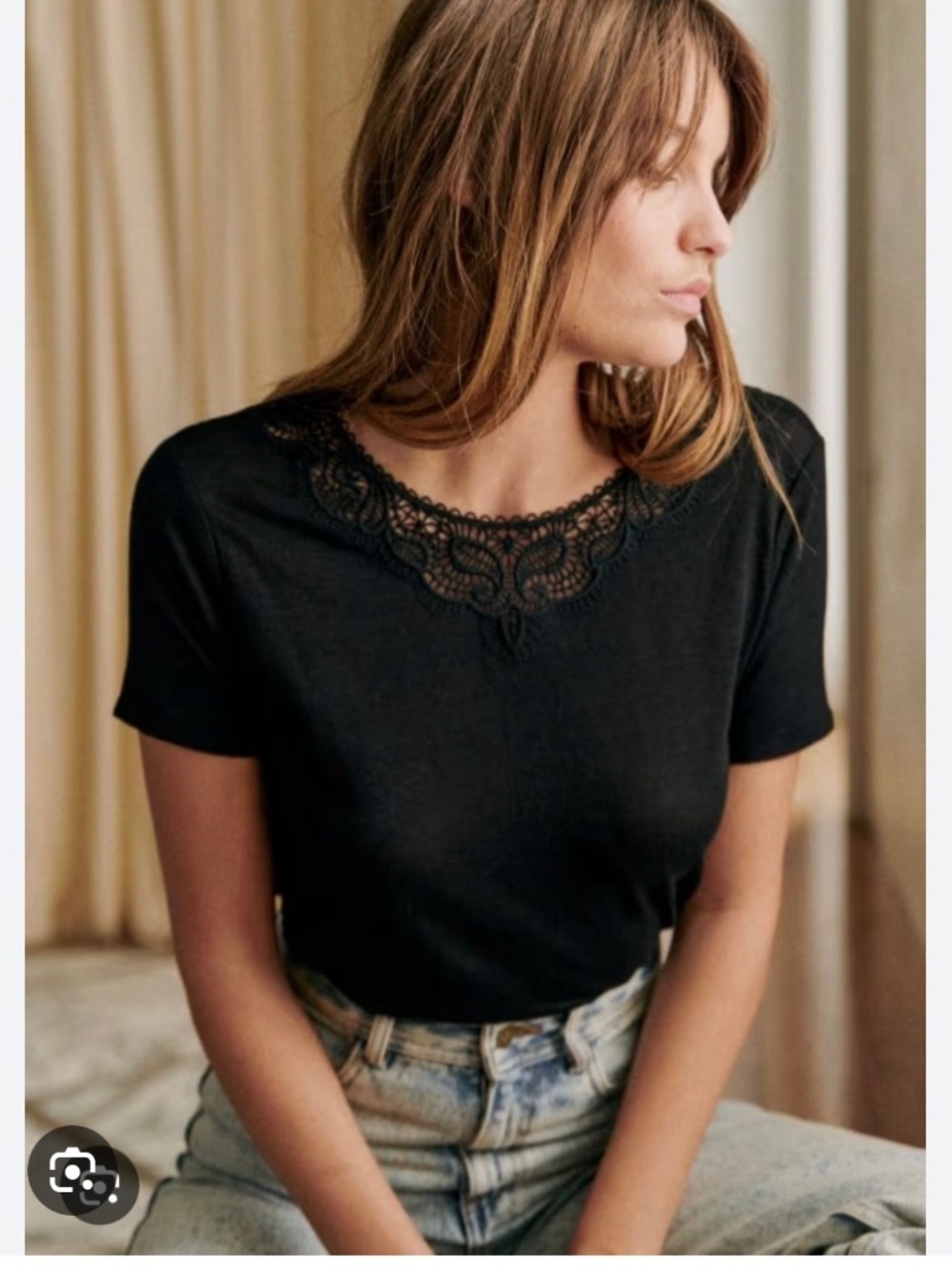 Sezane Vilma T-shirt in Black , Size S